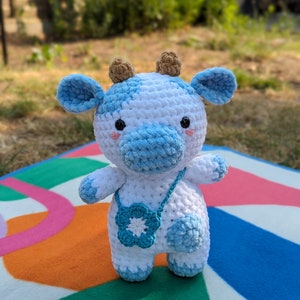 Cute Cow Plushie - Bluebell - Super Soft Cute Crochet Amigurumi - Cuddly Toy Stuffed Animal