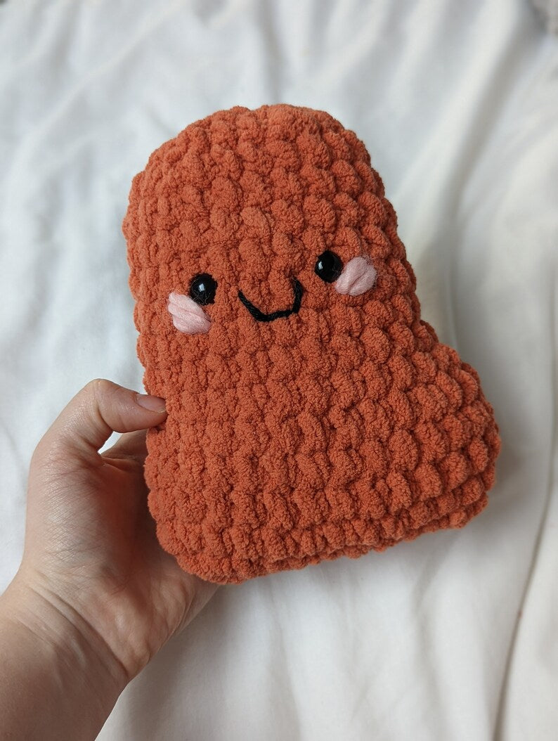 Giant Chicken Nugget Plush - Super Soft Cute Crochet Amigurumi - Cuddly Toy Stuffed Animal