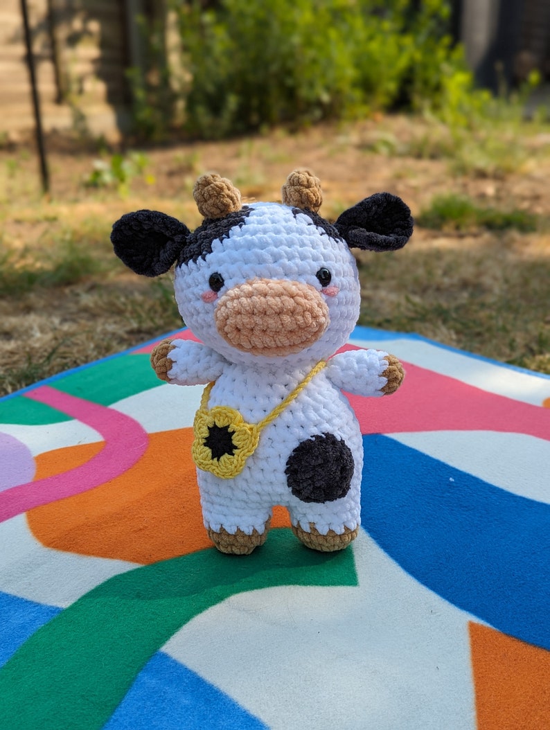 Sunny - Cow Plush - Super Soft Cute Crochet Amigurumi - Cuddly Toy Stuffed Animal