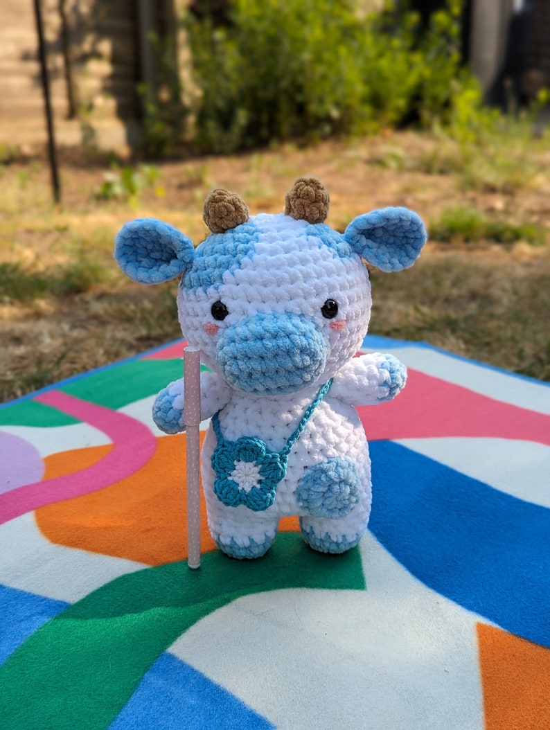 Cute Cow Plushie - Bluebell - Super Soft Cute Crochet Amigurumi - Cuddly Toy Stuffed Animal