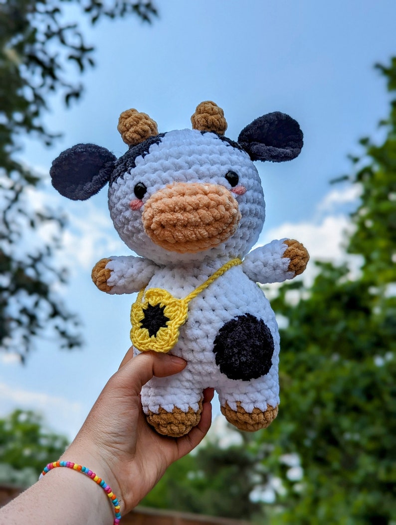 Sunny - Cow Plush - Super Soft Cute Crochet Amigurumi - Cuddly Toy Stuffed Animal