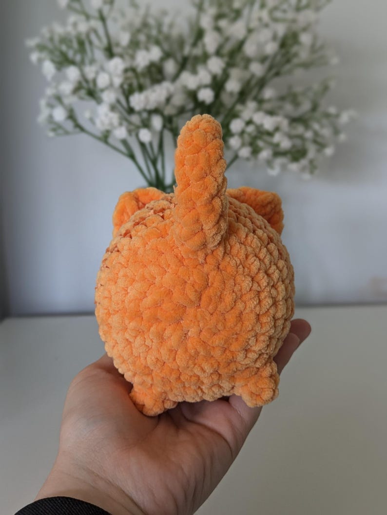 Chubby Ginger Cat Plush - Super Soft Cute Crochet Amigurumi - Cuddly Toy Stuffed Animal