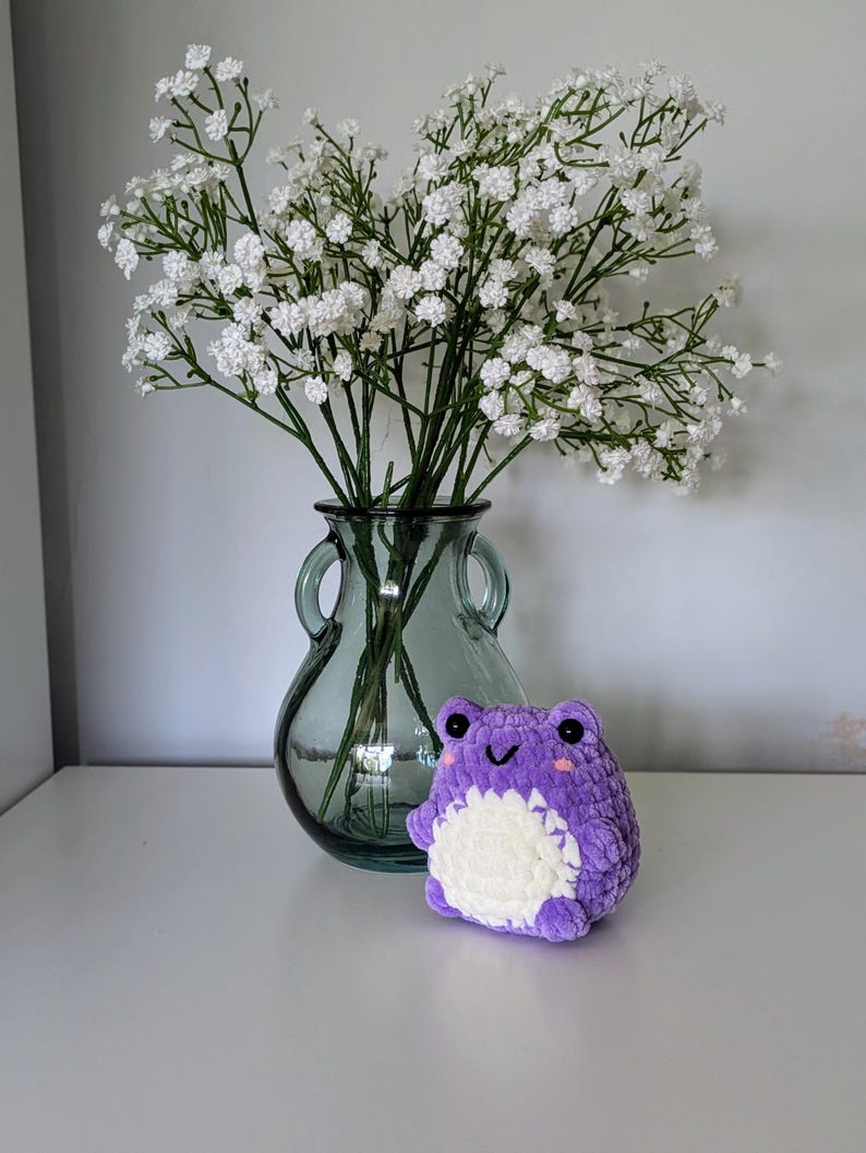 Chubby Purple Frog Plush - Super Soft Cute Crochet Amigurumi - Cuddly Toy Stuffed Animal