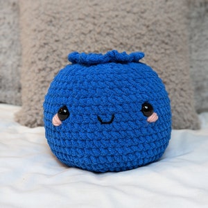 Giant Blueberry Plushie - Super Soft Cute Crochet Amigurumi - Cuddly Toy Stuffed Animal