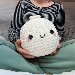 Giant Bao Dumpling Plushie - Super Soft Cute Crochet Amigurumi - Cuddly Toy Stuffed Animal