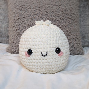 Giant Bao Dumpling Plushie - Super Soft Cute Crochet Amigurumi - Cuddly Toy Stuffed Animal