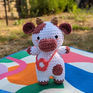 Rose - Cow Plush - Super Soft Cute Crochet Amigurumi - Cuddly Toy Stuffed Animal