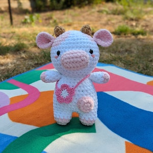 Blossom - Cow Plush - Super Soft Cute Crochet Amigurumi - Cuddly Toy Stuffed Animal