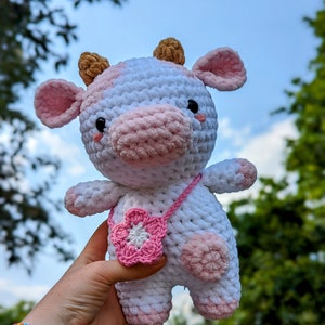 Blossom - Cow Plush - Super Soft Cute Crochet Amigurumi - Cuddly Toy Stuffed Animal