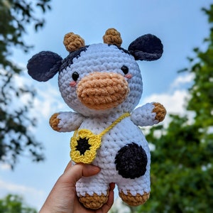 Sunny - Cow Plush - Super Soft Cute Crochet Amigurumi - Cuddly Toy Stuffed Animal
