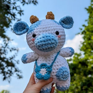 Cute Cow Plushie - Bluebell - Super Soft Cute Crochet Amigurumi - Cuddly Toy Stuffed Animal