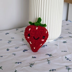 Strawberry Plush - Super Soft Cute Crochet Amigurumi - Cuddly Toy Stuffed Animal