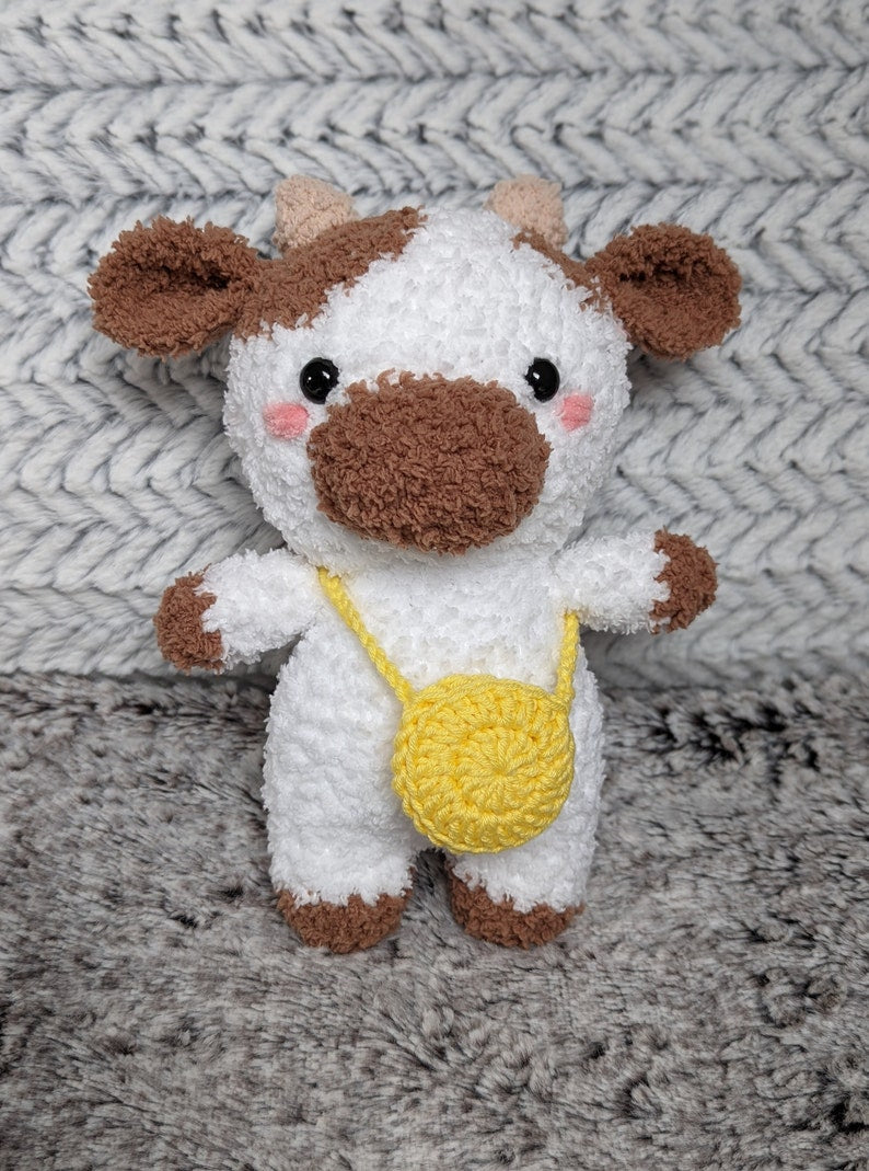 Buttercup - Fluffy Chubby Cow Cuddly Toy - Super Soft Cute Crochet Amigurumi - Plushie Stuffed Animal