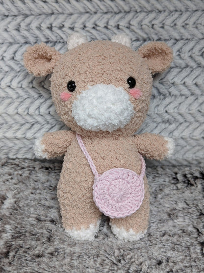 Paisley - Fluffy Chubby Cow Cuddly Toy - Super Soft Cute Crochet Amigurumi - Plushie Stuffed Animal