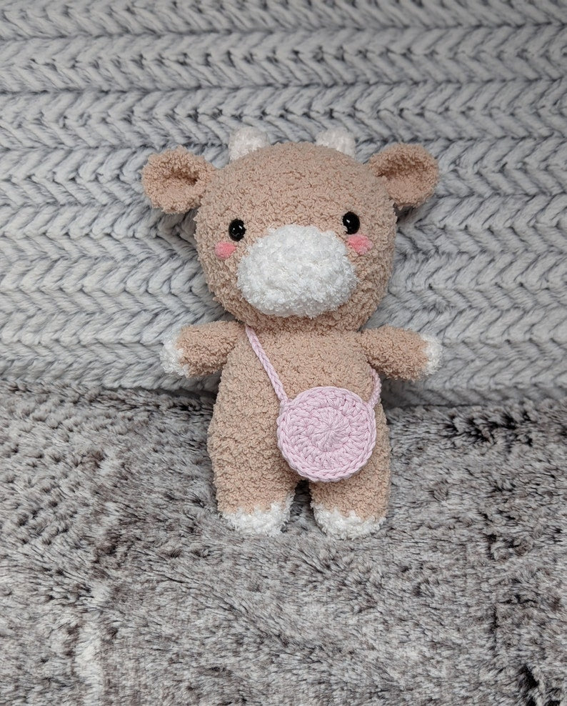Paisley - Fluffy Chubby Cow Cuddly Toy - Super Soft Cute Crochet Amigurumi - Plushie Stuffed Animal