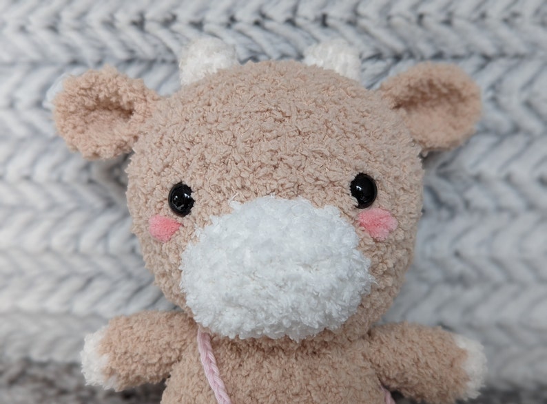 Paisley - Fluffy Chubby Cow Cuddly Toy - Super Soft Cute Crochet Amigurumi - Plushie Stuffed Animal