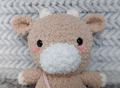 Paisley - Fluffy Chubby Cow Cuddly Toy - Super Soft Cute Crochet Amigurumi - Plushie Stuffed Animal