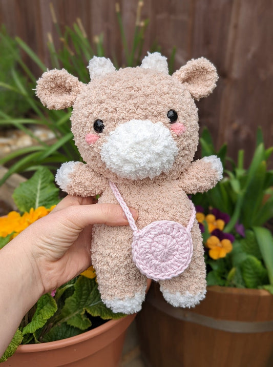 Paisley - Fluffy Chubby Cow Cuddly Toy - Super Soft Cute Crochet Amigurumi - Plushie Stuffed Animal