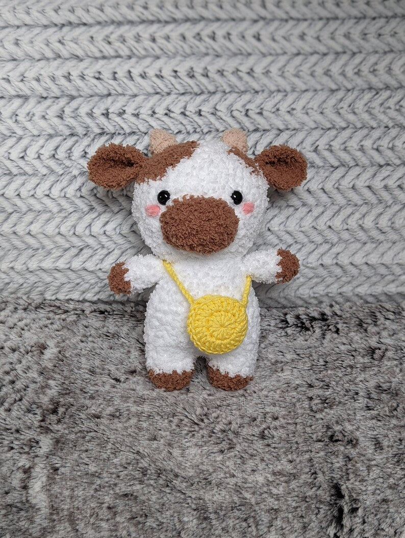 Buttercup - Fluffy Chubby Cow Cuddly Toy - Super Soft Cute Crochet Amigurumi - Plushie Stuffed Animal