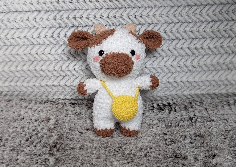 Buttercup - Fluffy Chubby Cow Cuddly Toy - Super Soft Cute Crochet Amigurumi - Plushie Stuffed Animal