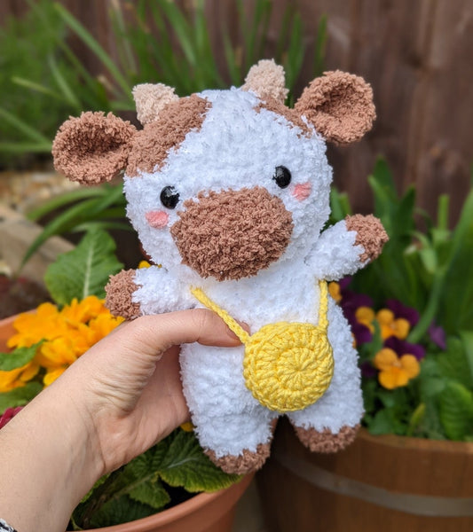 Buttercup - Fluffy Chubby Cow Cuddly Toy - Super Soft Cute Crochet Amigurumi - Plushie Stuffed Animal