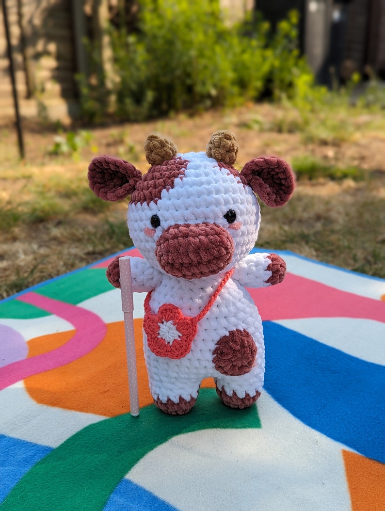 Rose - Cow Plush - Super Soft Cute Crochet Amigurumi - Cuddly Toy Stuffed Animal