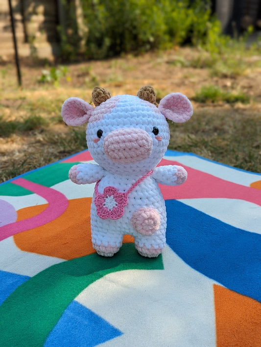 Blossom - Cow Plush - Super Soft Cute Crochet Amigurumi - Cuddly Toy Stuffed Animal