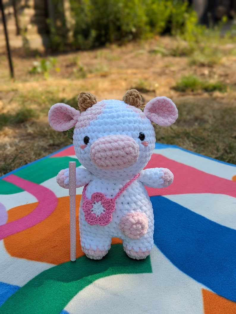 Blossom - Cow Plush - Super Soft Cute Crochet Amigurumi - Cuddly Toy Stuffed Animal