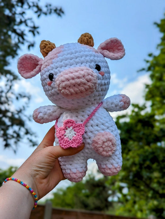 Blossom - Cow Plush - Super Soft Cute Crochet Amigurumi - Cuddly Toy Stuffed Animal