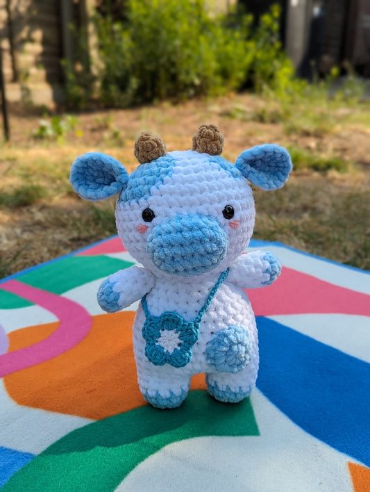 Cute Cow Plushie - Bluebell - Super Soft Cute Crochet Amigurumi - Cuddly Toy Stuffed Animal