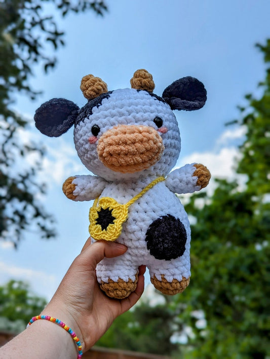 Sunny - Cow Plush - Super Soft Cute Crochet Amigurumi - Cuddly Toy Stuffed Animal