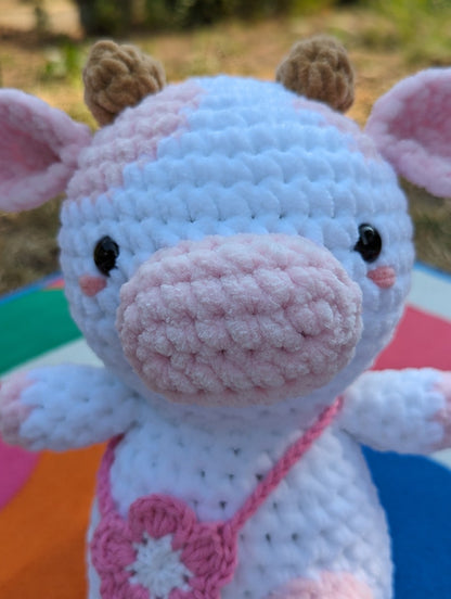 Blossom - Cow Plush - Super Soft Cute Crochet Amigurumi - Cuddly Toy Stuffed Animal
