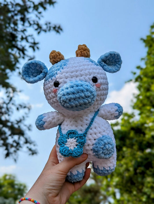 Cute Cow Plushie - Bluebell - Super Soft Cute Crochet Amigurumi - Cuddly Toy Stuffed Animal