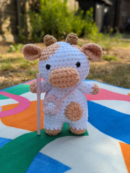Peaches - Cow Plush - Super Soft Cute Crochet Amigurumi - Cuddly Toy Stuffed Animal