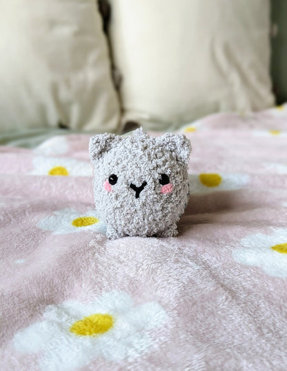 Fluffy Chubby Grey Cat Plush - Super Soft Cute Crochet Amigurumi - Cuddly Toy Stuffed Animal