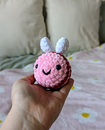 Valentines Bee Plush - Super Soft Cute Crochet Amigurumi - Cuddly Toy Stuffed Animal