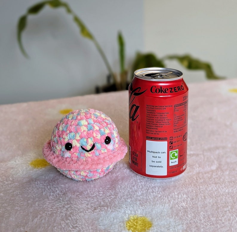 Pink Planet Plush - Super Soft Cute Crochet Amigurumi - Cuddly Toy Stuffed Animal