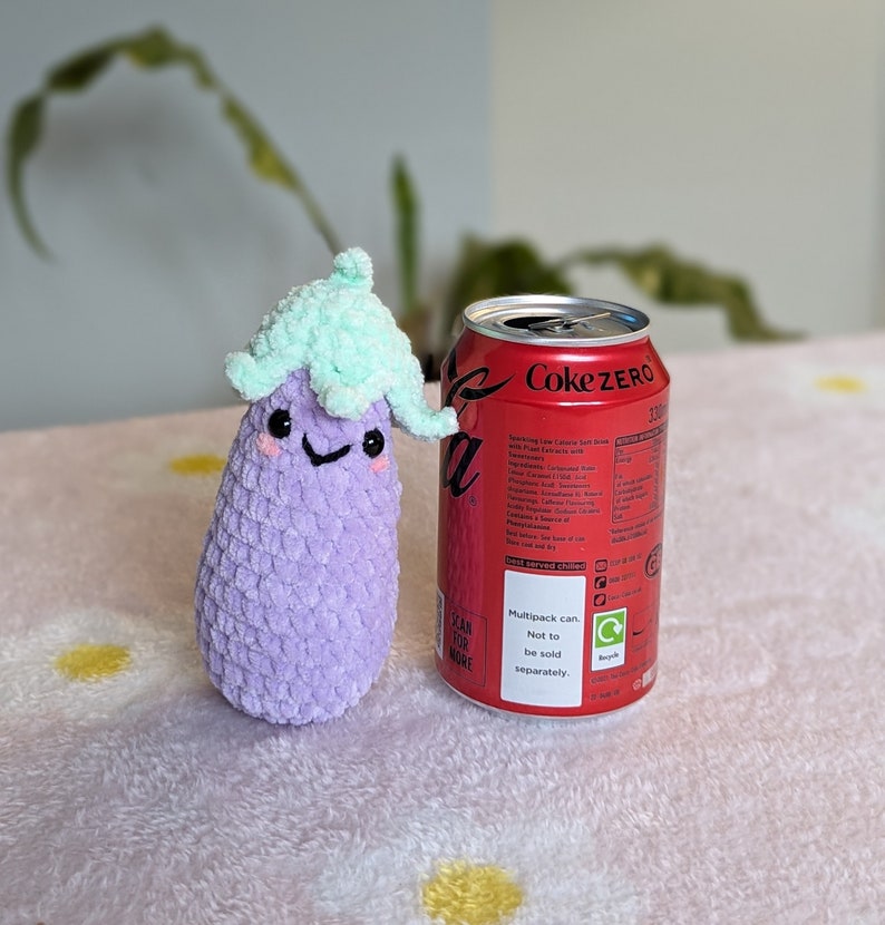 Handmade Aubergine Plushie - Super Soft Cute Crochet Amigurumi - Cuddly Toy Stuffed Animal