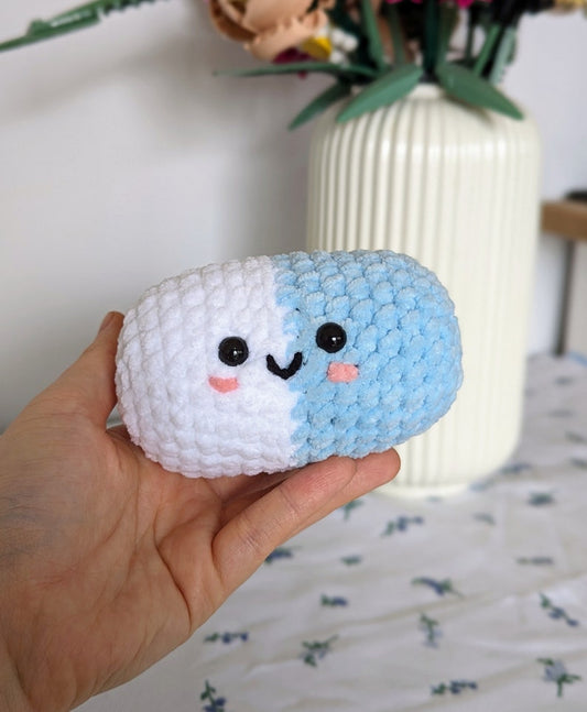 Chill Pill Plush - Super Soft Cute Crochet Amigurumi - Cuddly Toy Stuffed Animal