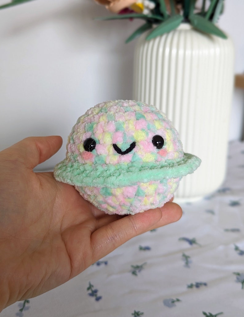 Green Planet Plush - Super Soft Cute Crochet Amigurumi - Cuddly Toy Stuffed Animal