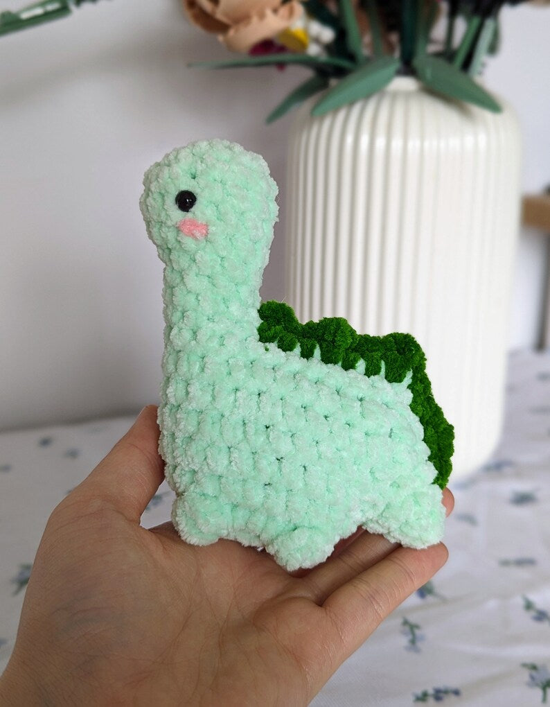 Green Dinosaur Plush - Removable Bucket Hat - Super Soft Cute Crochet Amigurumi - Cuddly Toy Stuffed Animal