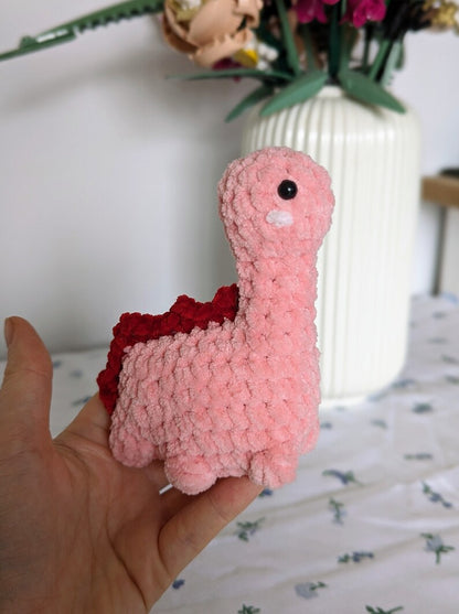 Red Dinosaur Plush - Removable Bucket Hat - Super Soft Cute Crochet Amigurumi - Cuddly Toy Stuffed Animal