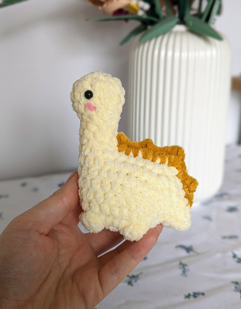 Yellow Dinosaur Plush - Removable Bucket Hat - Super Soft Cute Crochet Amigurumi - Cuddly Toy Stuffed Animal