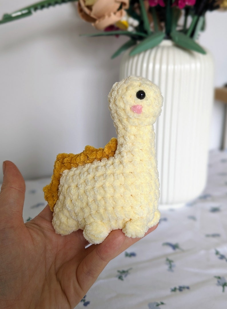 Yellow Dinosaur Plush - Removable Bucket Hat - Super Soft Cute Crochet Amigurumi - Cuddly Toy Stuffed Animal
