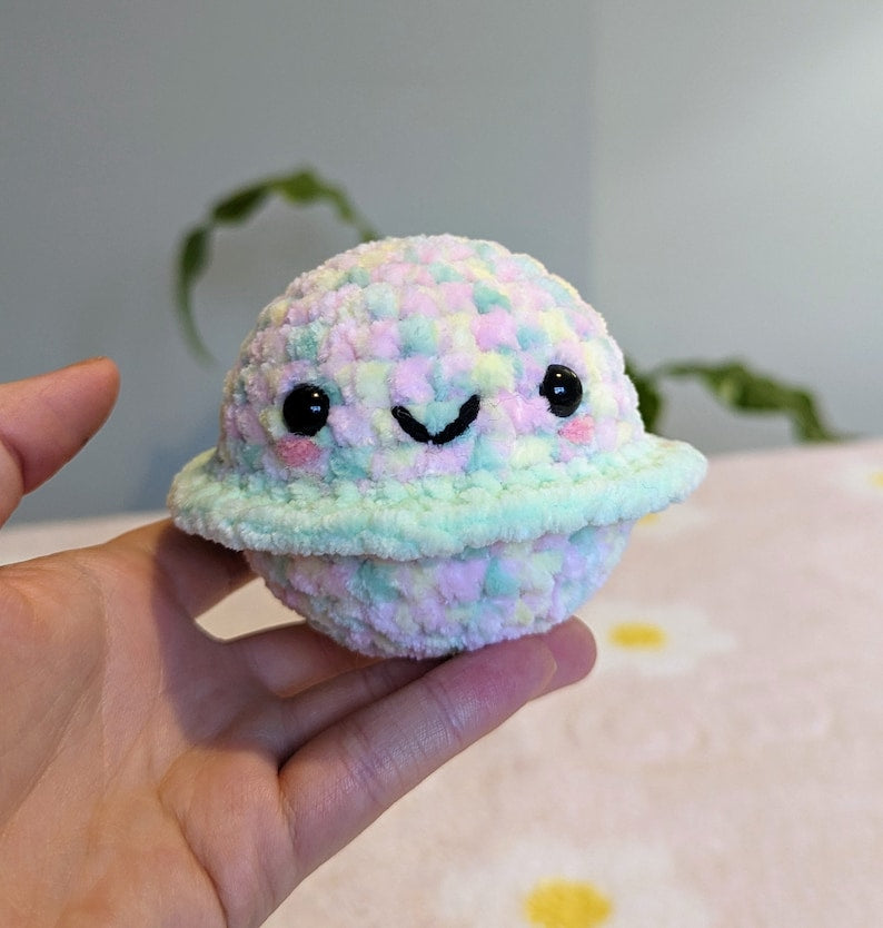 Green Planet Plush - Super Soft Cute Crochet Amigurumi - Cuddly Toy Stuffed Animal