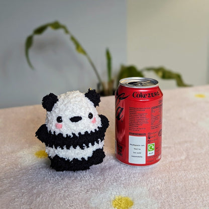 Fluffy Chubby Black Panda Plush - Super Soft Cute Crochet Amigurumi - Cuddly Toy Stuffed Animal