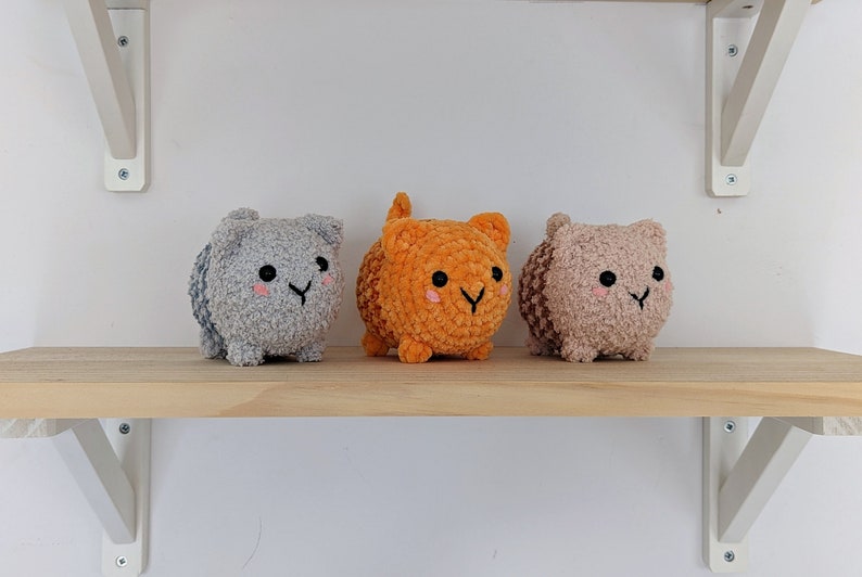 Fluffy Chubby Grey Cat Plush - Super Soft Cute Crochet Amigurumi - Cuddly Toy Stuffed Animal