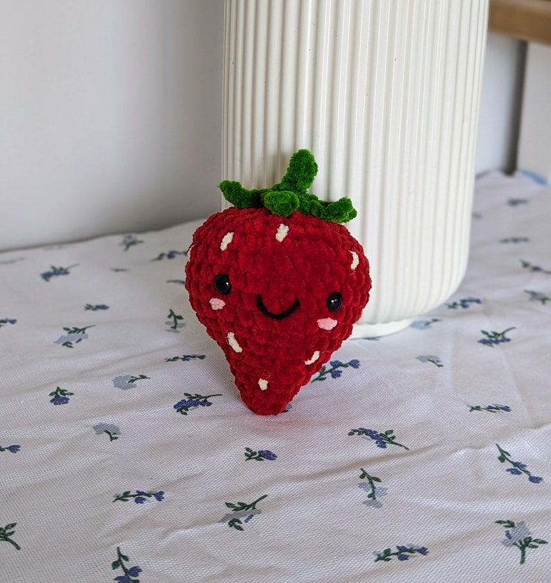 Strawberry Plush - Super Soft Cute Crochet Amigurumi - Cuddly Toy Stuffed Animal