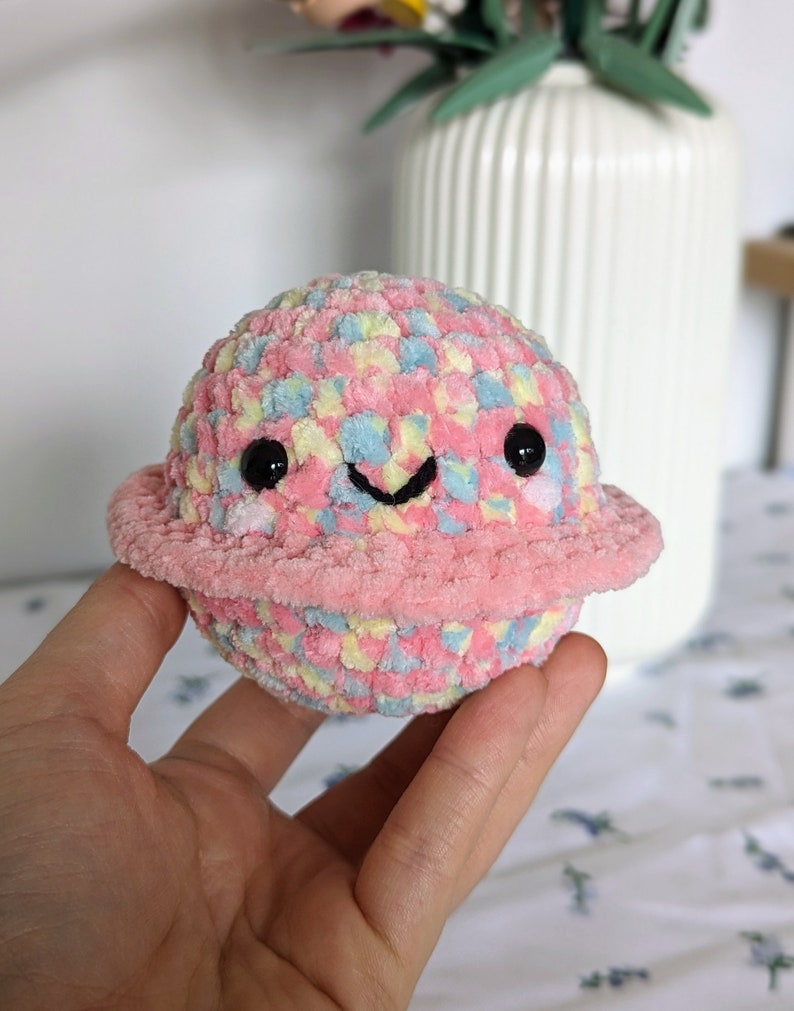 Pink Planet Plush - Super Soft Cute Crochet Amigurumi - Cuddly Toy Stuffed Animal