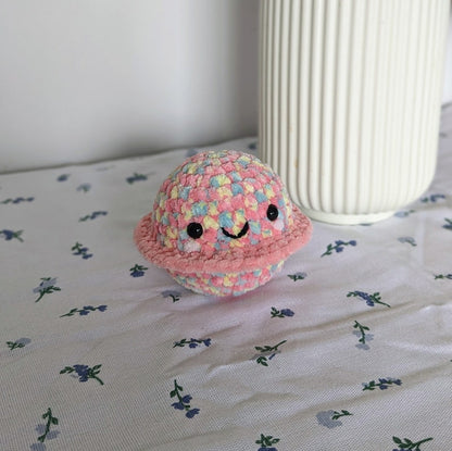Pink Planet Plush - Super Soft Cute Crochet Amigurumi - Cuddly Toy Stuffed Animal